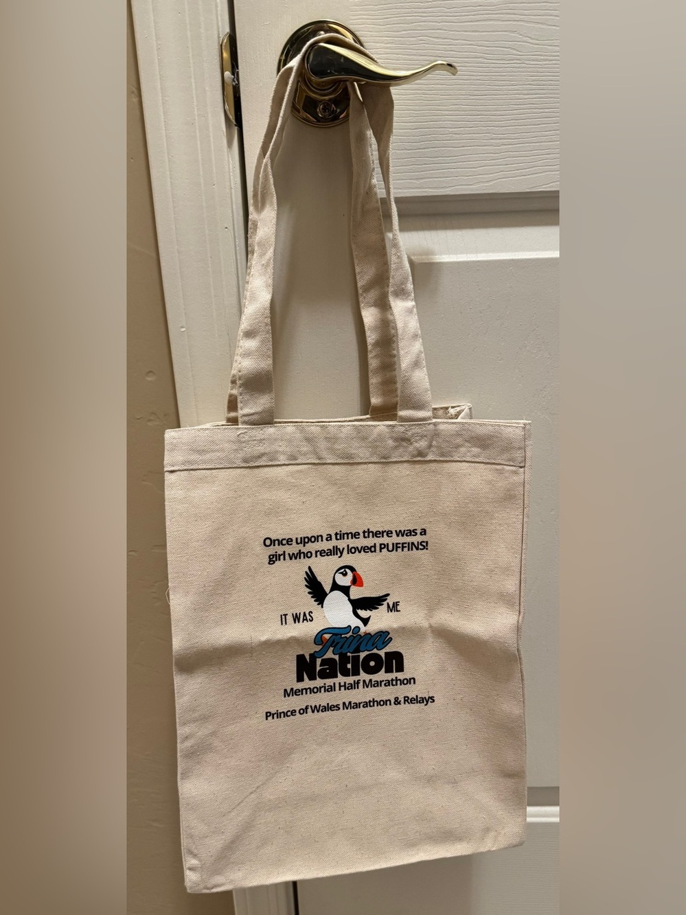 TRINA NATION MEMORIAL HALF-MARATHON Tote Puffin Prince of Wales Island Alaska AK